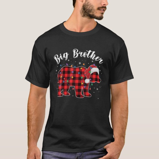 Big Brother Bear Buffalo Red Plaid Family Christma T-Shirt (Front)