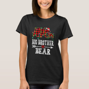 Big Brother Bear Christmas Pajama Red Plaid T-Shirt