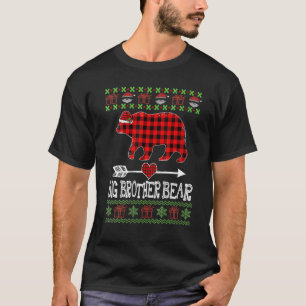 Big Brother Bear Santa Red Plaid Family Pyjamas Fo T-Shirt