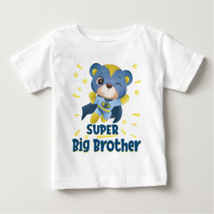 Big Brother - Cartoon Superhero Blue Bear Baby T-Shirt