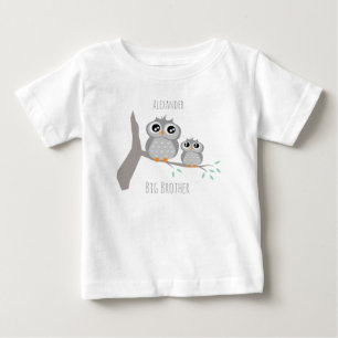 Big Brother customizable name with owls Baby T-Shirt