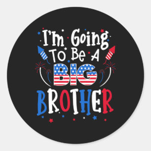 Big Brother Cute 4th Of July Pregnancy Announcemen Classic Round Sticker