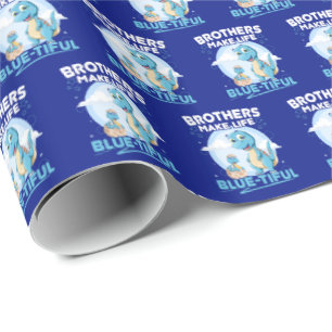 Big Brother Dinosaur Beautiful Life Pun Wrapping Paper