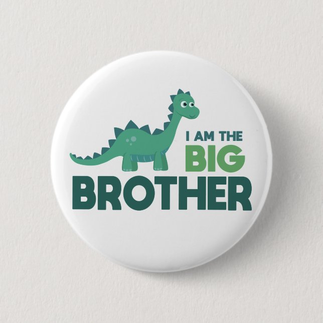 Big brother dinosaur family dino 2 inch round button (Front)