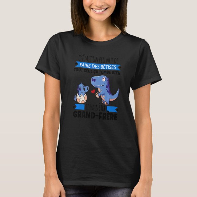 Big Brother Dinosaur pregnancy Announcement Brothe T-Shirt (Front)