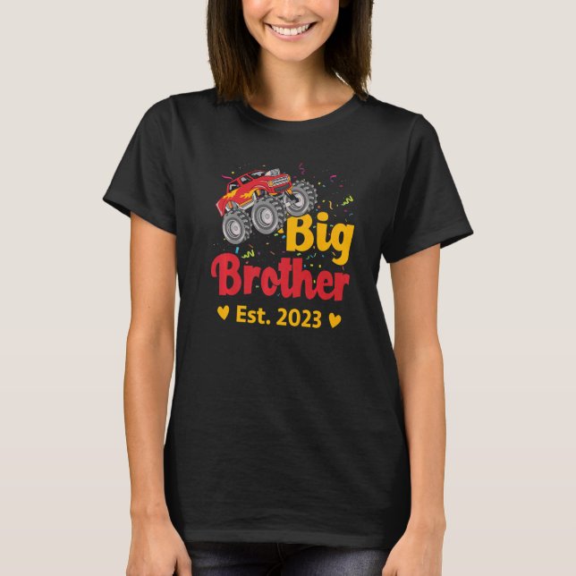 Big Brother Est 2023 Monster Truck Baby Announceme T-Shirt (Front)