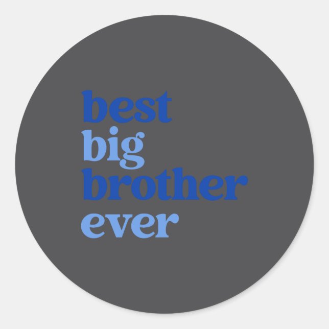 Big Brother Ever Gray With Blue Text Boys  Classic Round Sticker (Front)