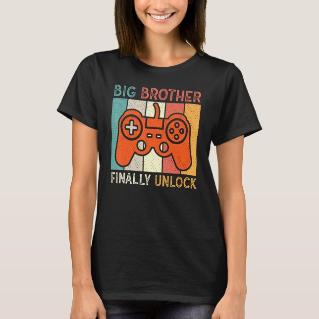 Big Brother Finally Big Bro Gamer Promoted Son T-Shirt (Front)