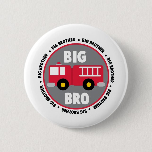 Big Brother Fire Truck 2 Inch Round Button (Front)