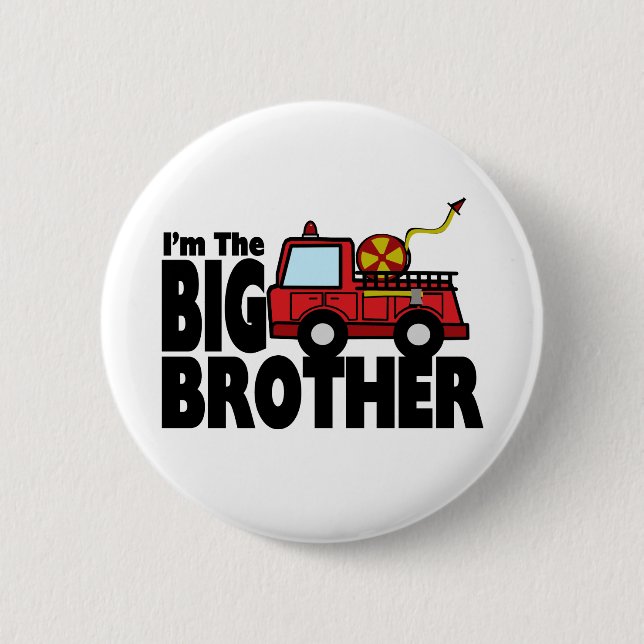 Big Brother Fire Truck 2 Inch Round Button (Front)