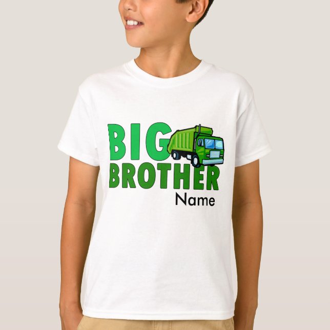Big Brother Garbage truck with personalized name T-Shirt (Front)
