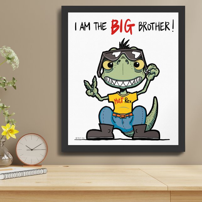BIG brother Happy Green Dinosaur Cartoon Poster (BIG brother Happy Green Dinosaur Cartoon Poster)