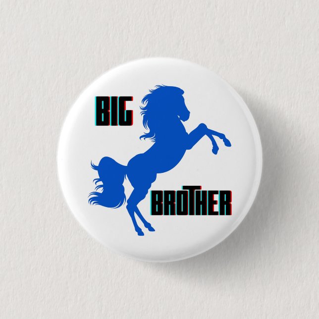 Big Brother Horse Rearing 1 Inch Round Button (Front)