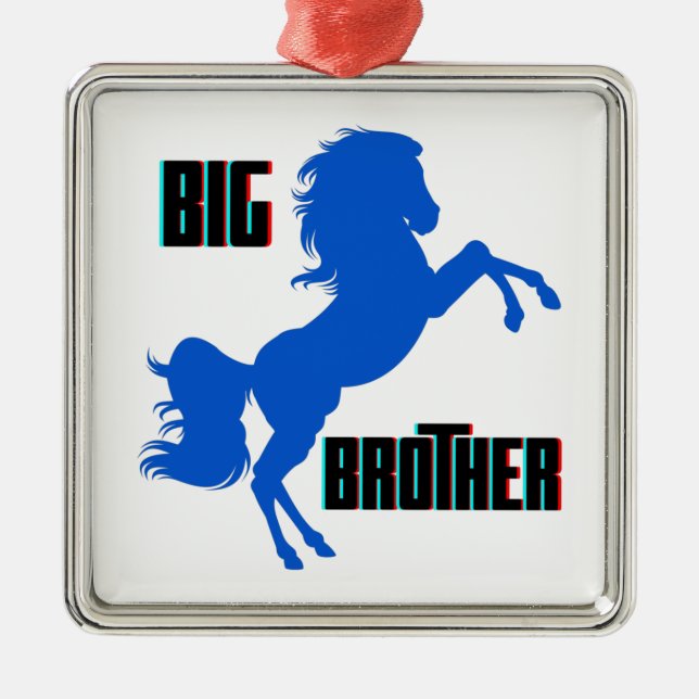 Big Brother Horse Rearing Metal Ornament (Front)