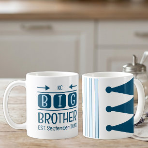 Big brother initials est. month year blue coffee mug