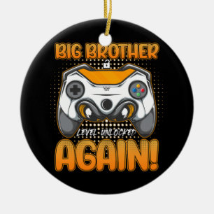 Big Brother Level Unlocked Again Boys Gaming Gamer Ceramic Ornament