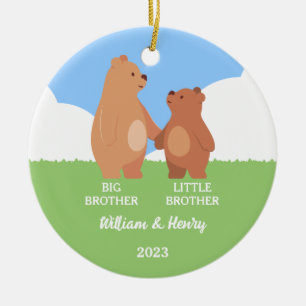 Big Brother & Little Brother bear, Custom Name Ceramic Ornament