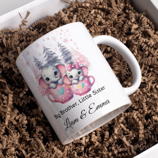 Big Brother Little Sister Elephant Christmas Mug (Creator Uploaded)