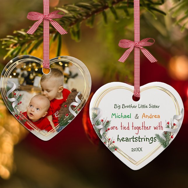 Big Brother Little Sister Photo Gold Frame Custom  Ornament (Creator Uploaded)