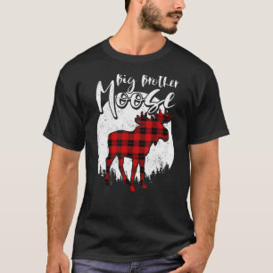 Big Brother Moose Red Plaid Buffalo Matching Famil T-Shirt