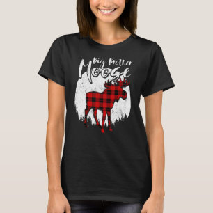 Big Brother Moose Red Plaid Buffalo Matching Famil T-Shirt