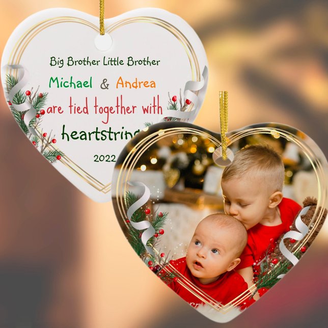 Big Brother New Baby Photo Gold Frame Custom  Ornament (Creator Uploaded)