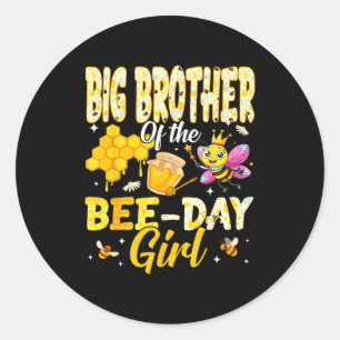 Big Brother Of The Bee Day Girl Birthday Family Ma Classic Round Sticker
