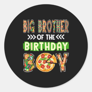Big brother of the boy birthday boy pizza lover classic round sticker