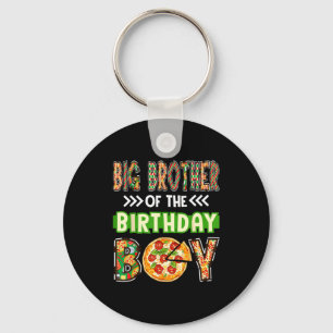Big brother of the boy birthday boy pizza lover keychain