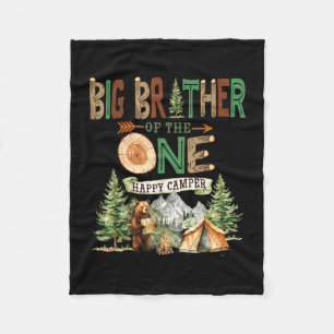 Big brother of the one happy camper 1st birthday fleece blanket