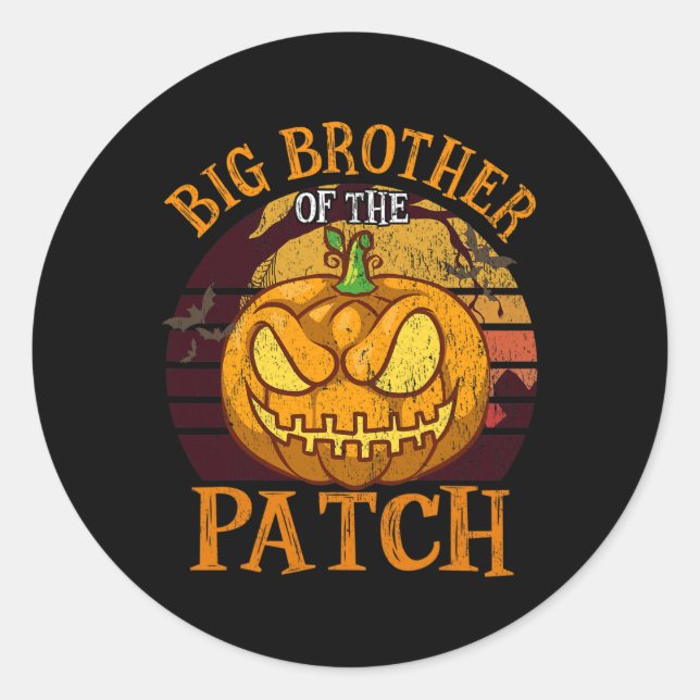 Big Brother Of The Patch Family Group Halloween  Classic Round Sticker (Front)