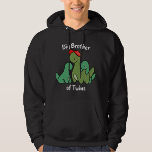 Big Brother of Twins Cute Dinosaur Siblings Hoodie
