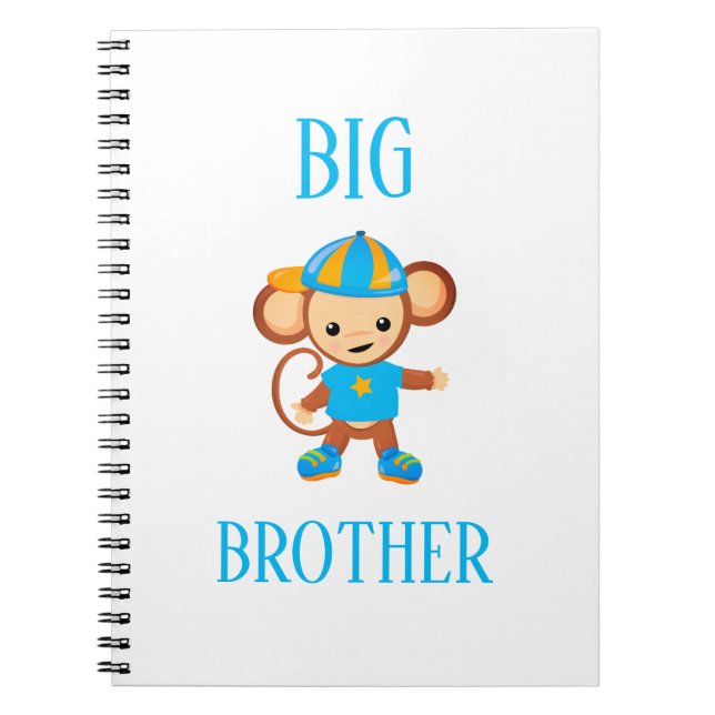 Big Brother Personalized Monkey Custom Text Notebook (Front)