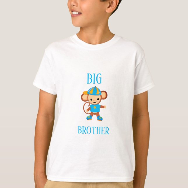 Big Brother Personalized Monkey Custom Text T-Shirt (Front)