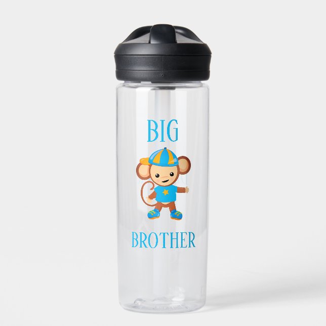 Big Brother Personalized Monkey Custom Text Water Bottle (Front)