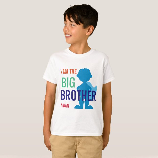 Big Brother Personalized Superhero Silhouette Boys T-Shirt (Front Full)