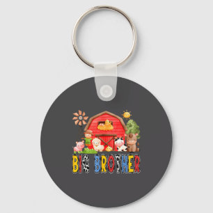 Big Brother Red Farm Cow Birthday Boy Matching Fam Keychain
