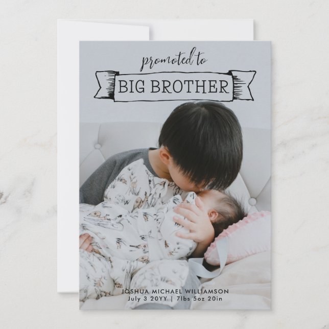 Big Brother Sibling Birth Announcement 2 Photo (Front)