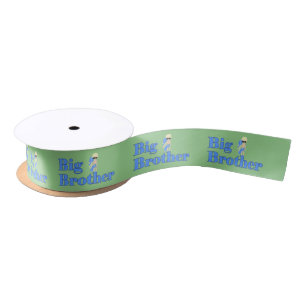 Big Brother Surfer Boy Sibling Green Satin Ribbon