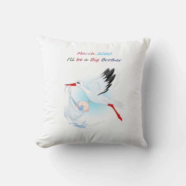 Big Brother Throw Pillow Baby Stork  March 2020 (Front)