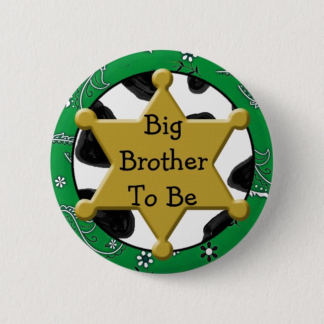 Big Brother to Be Blue Bandana Baby Shower Button (Front)