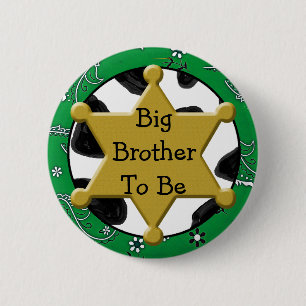 Big Brother to Be Blue Bandanna Baby Shower Button