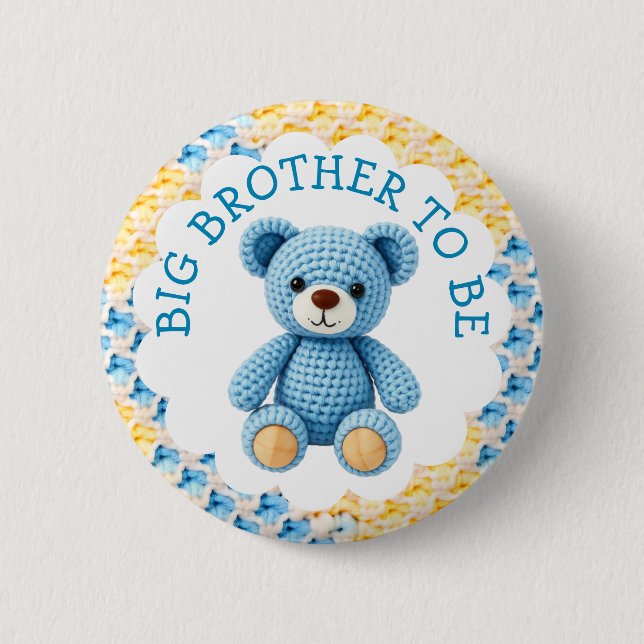 Big Brother to Be | Boy's Baby Shower 2 Inch Round Button (Front)