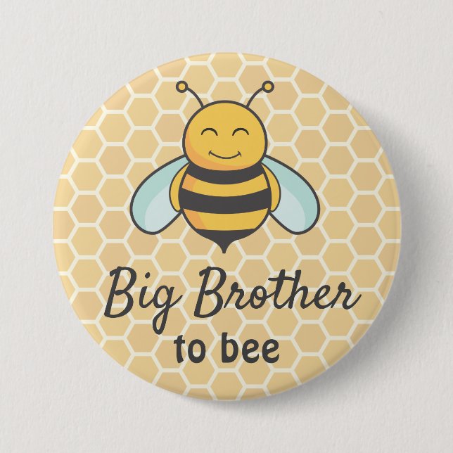Big Brother to be Bro Bumblebee Bee Baby Shower 3 Inch Round Button (Front)