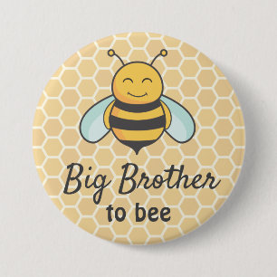 Big Brother to be Bro Bumblebee Bee Baby Shower 3 Inch Round Button