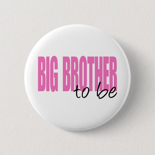 Big Brother To Be (Pink Block Font) 2 Inch Round Button (Front)