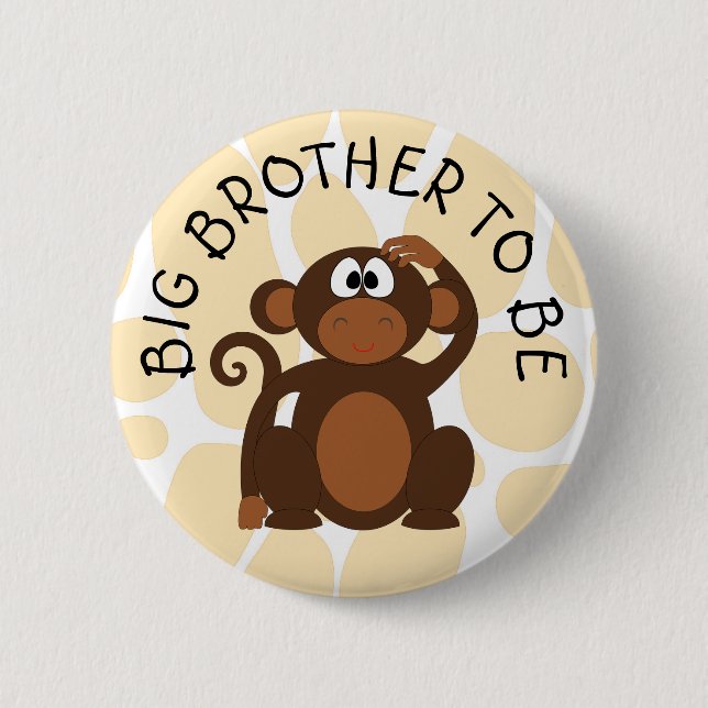 Big Brother to be Zebra Baby Shower button (Front)