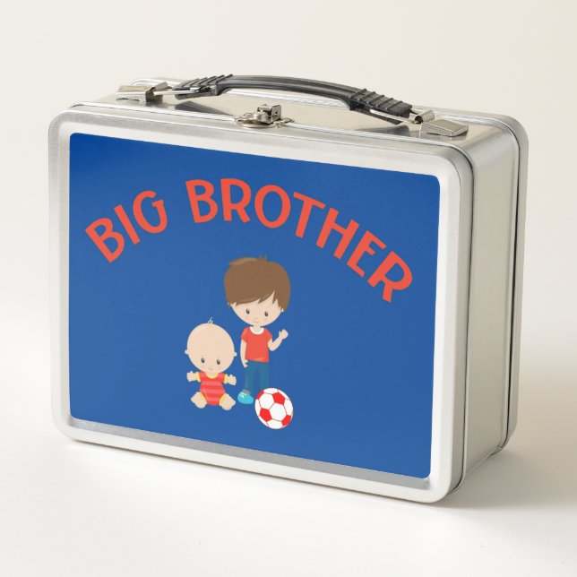 Big Brother with Baby Brother Personalized Metal Lunch Box (Front)