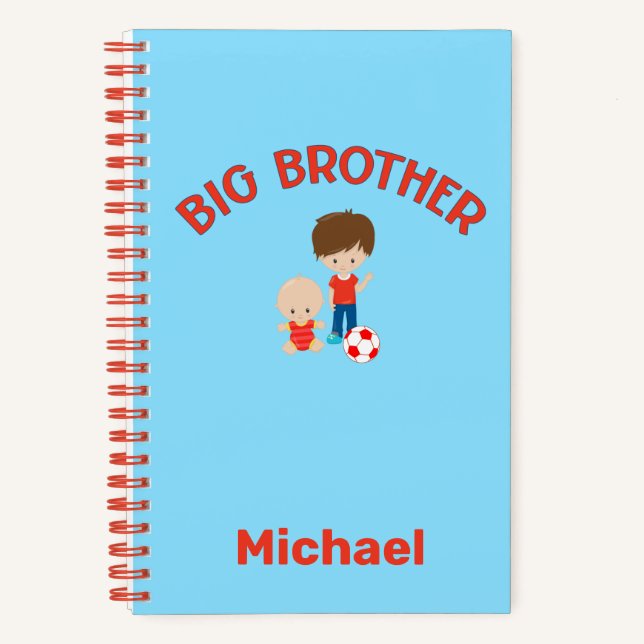 Big Brother with Baby Brother Personalized Name Notebook (Front)