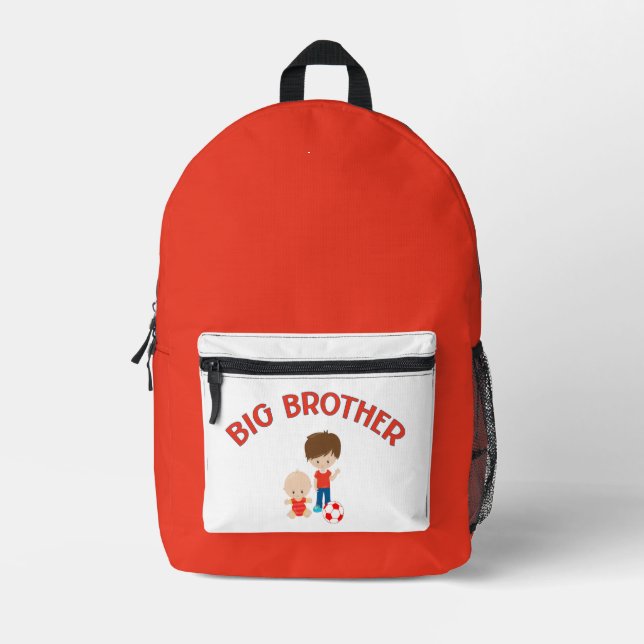 Big Brother with Baby Brother Personalized Name Printed Backpack (Front)